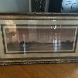 Framed Landscape Art with Ornate Border